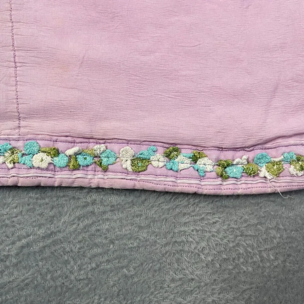 Vintage Baby Quilt Hand Embroidered Animals Pastel Crib Blanket‎ Handmade 36x30